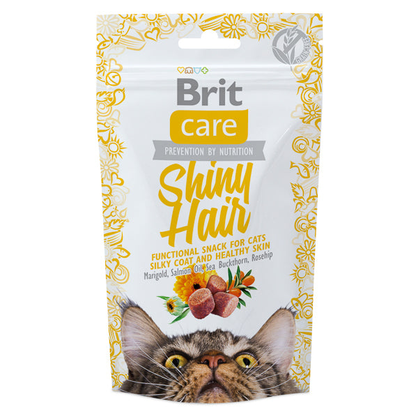 Recompense pisici Brit Care - Blană lucioasă - Somon și Măceșe - 50 g