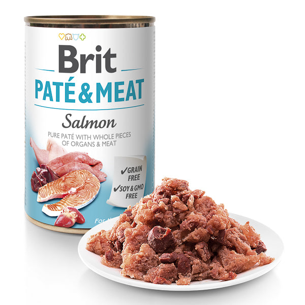 Hrană umedă câini Brit Care - Toate rasele - Pate - Somon - 400 g