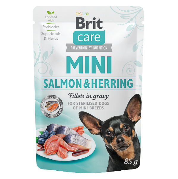 Hrană umedă câini Brit Care - Talie mică - Somon și Hering - 85 g