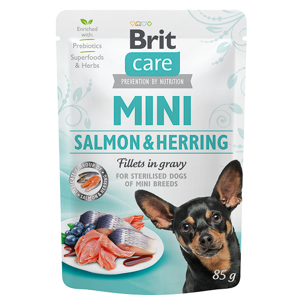 Hrană umedă câini Brit Care - Talie mică - Somon și Hering - 85 g