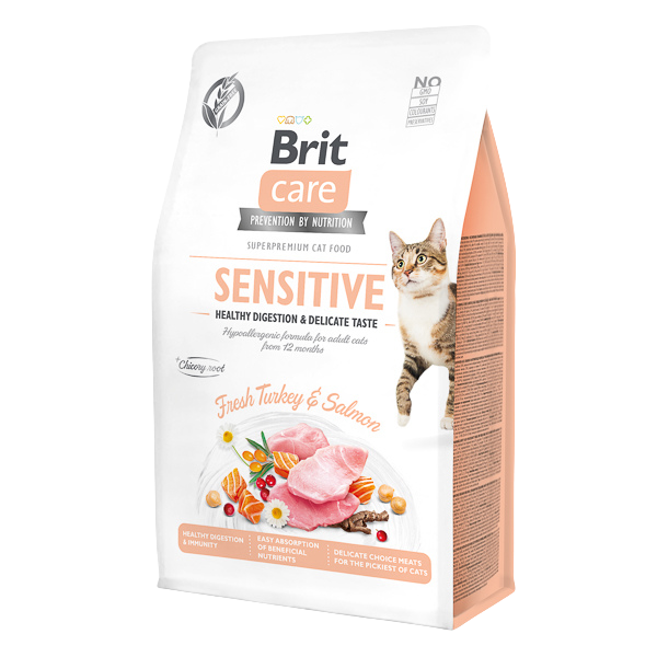 Hrană uscată pisici Brit Care - Adult - Sensitive - Curcan și Somon - 400 g