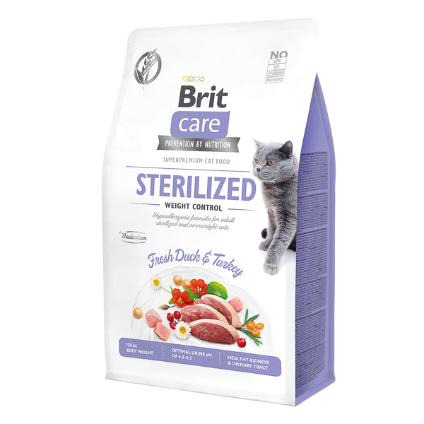Hrană uscată pisică Brit Care - Pisică sterilizată - Control al greutății - Rață și Curcan - 400 g