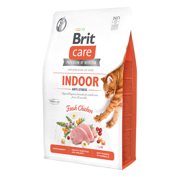 Hrană uscată pisici Brit Care - Adult - Indoor Antistres - Pui și Sunătoare - 2 kg