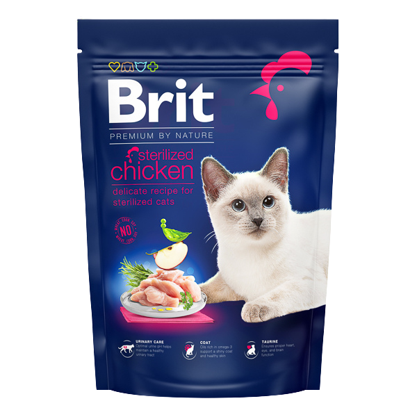 Hrană uscată pisici Brit Premium - Sterilized - Pui - 800 g.