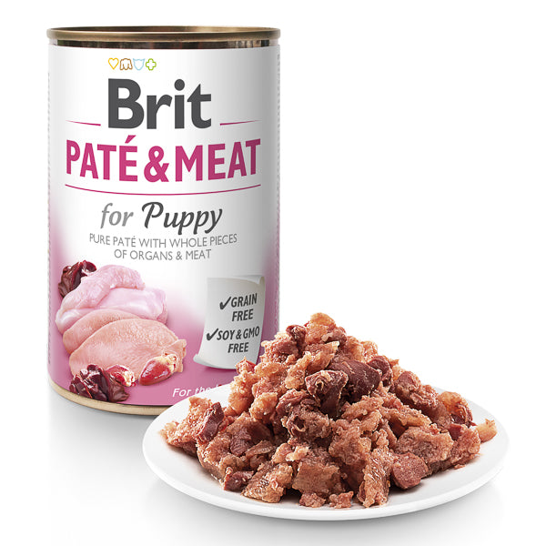Hrană umedă câini Brit Care - Junior - Pate - Pui și Curcan - 400 g