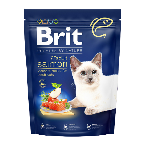 Hrană uscată pisici Brit Premium - Adult - Somon - 300 g