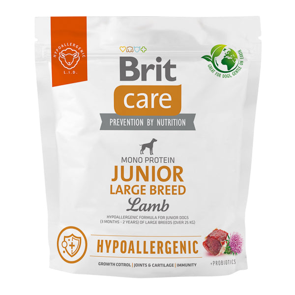 Hrană uscată câini Brit Care - Junior - Talie mare - Hypoallergenic - Miel - 1 kg