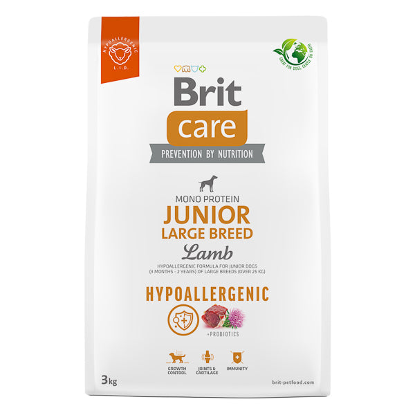 Hrană uscată câini Brit Care - Junior - Talie mare - Hypoallergenic - Miel - 3 kg
