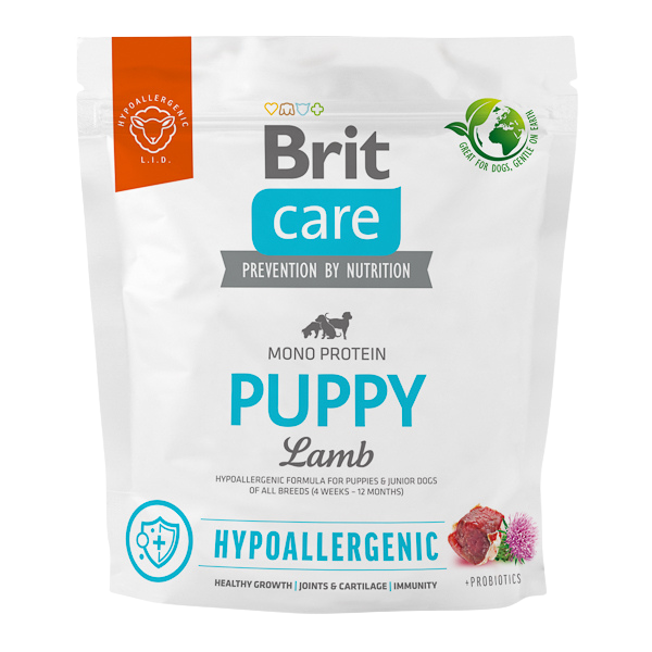 Hrană uscată câini Brit Care - Junior - Hypoallergenic - Miel - 1 kg