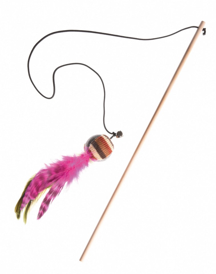 Jucărie pisici - Baghetă cu minge și pene