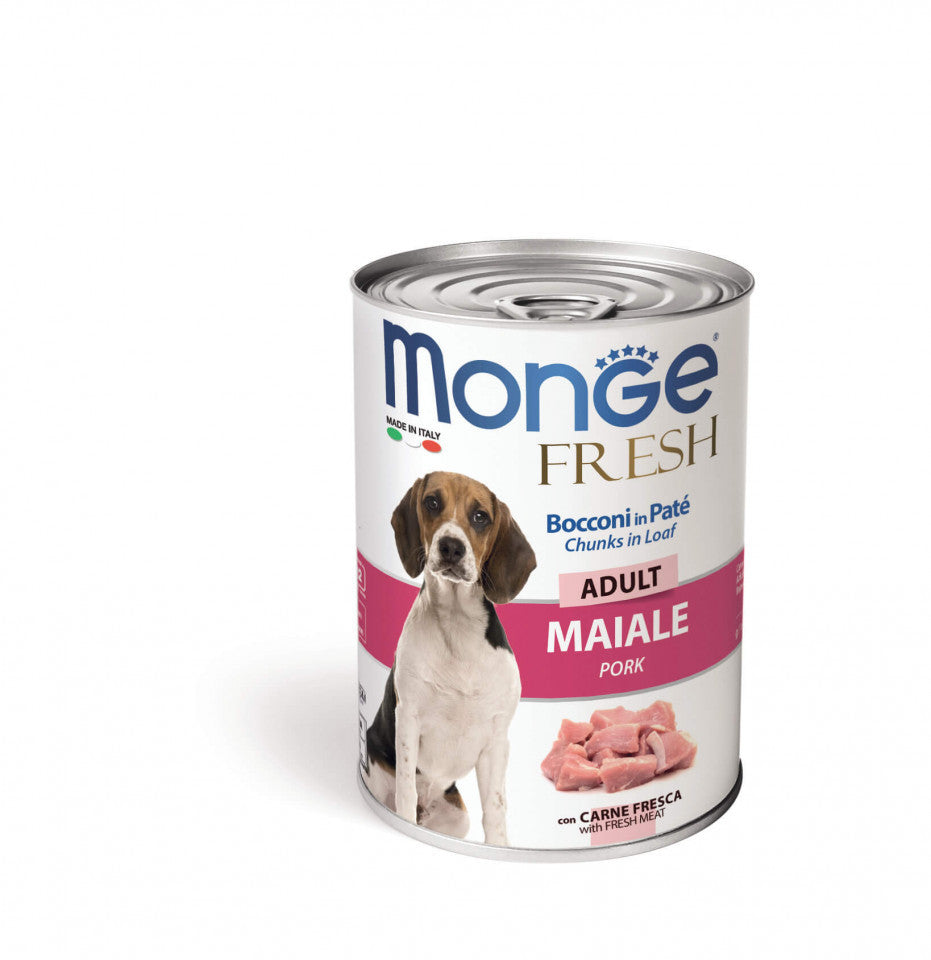 Hrană umedă câini Super-premium Monge - Adult - Porc - 400 g - Mr. Patrick