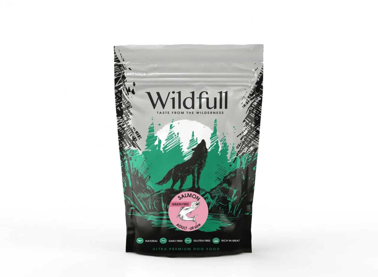 Hrană uscată câini Ultra-premium Wildfull - Adult - Talie medie - mare - Somon - 700 g - Mr. Patrick