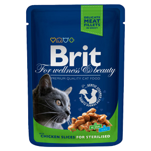 Hrană umedă pisică Brit Premium - Felii de carne - Pisică sterilizată - 100 g