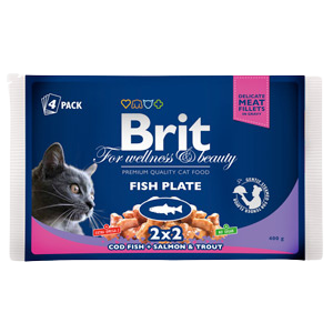 Hrană umedă pisică Brit Premium - Felii de pește - Multipack - 4x100 g