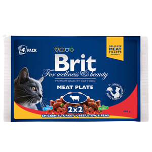 Hrană umedă pisică Brit Premium - Felii de carne - Multipack - 4x100 g