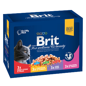 Hrană umedă pisică Brit Premium - Multipack - 12x100 g