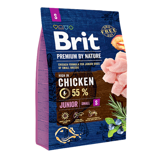 Hrană uscată câini Brit Premium - Junior - Talie mică - Pui - 3 kg