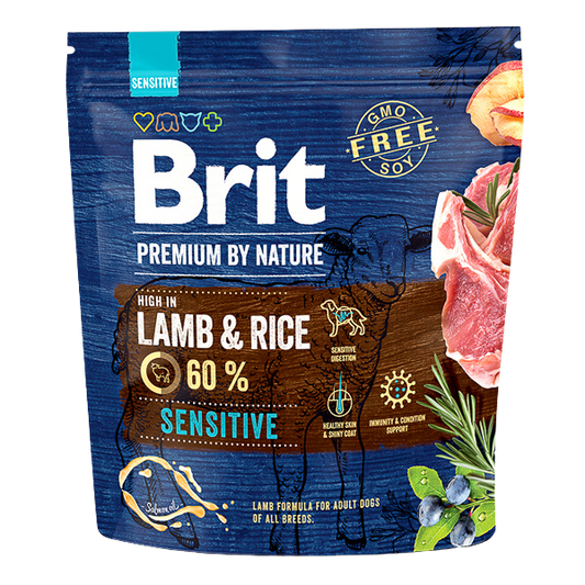 Hrană uscată câini Brit Premium - Sensitive - Miel - 1 kg