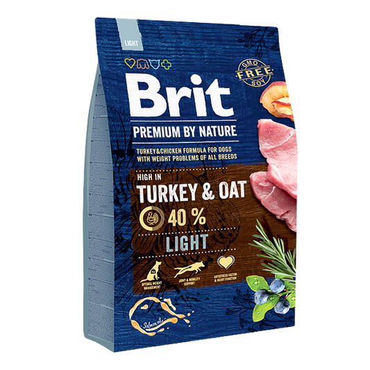 Hrană uscată câini Brit Premium - Control greutate - Curcan și Ovăz - 3 kg