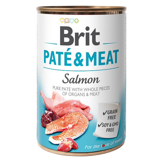 Hrană umedă câini Brit Care - Toate rasele - Pate - Somon - 400 g