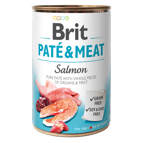 Hrană umedă câini Brit Care - Toate rasele - Pate - Somon - 400 g