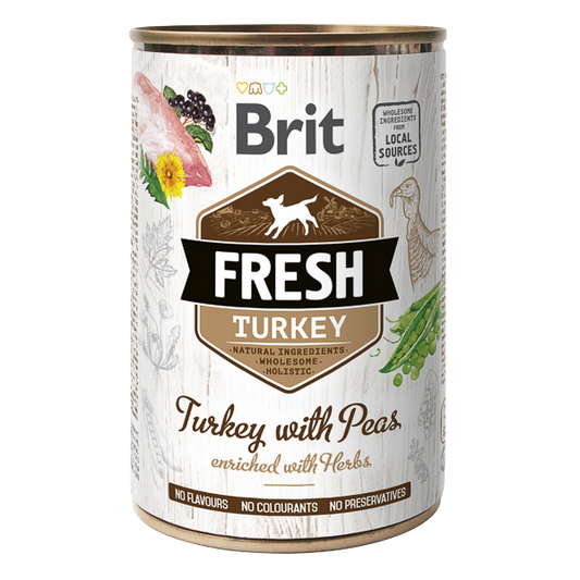 Hrană umedă câini Brit Care - Adult - Toate rasele - Curcan și Mazăre - 400 g