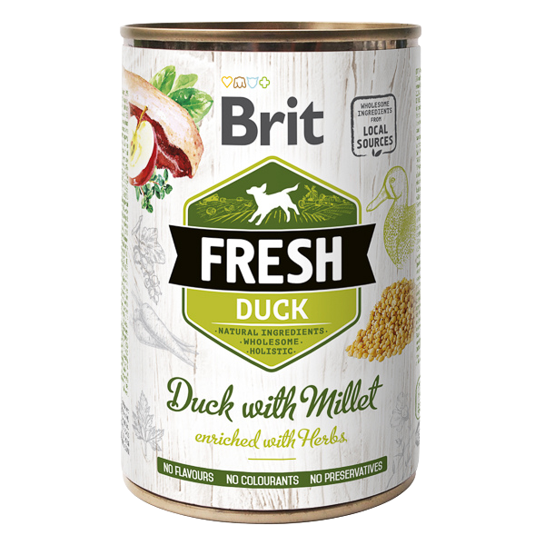 Hrană umedă câini Brit Care - Adult - Toate rasele - Rață și Mei - 400 g