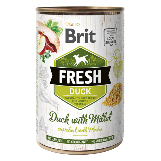 Hrană umedă câini Brit Care - Adult - Toate rasele - Rață și Mei - 400 g