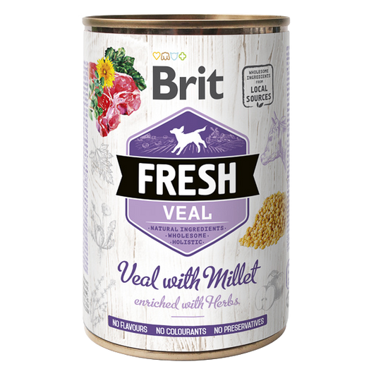 Hrană umedă câini Brit Care - Adult - Toate rasele - Vițel și Mei - 400 g