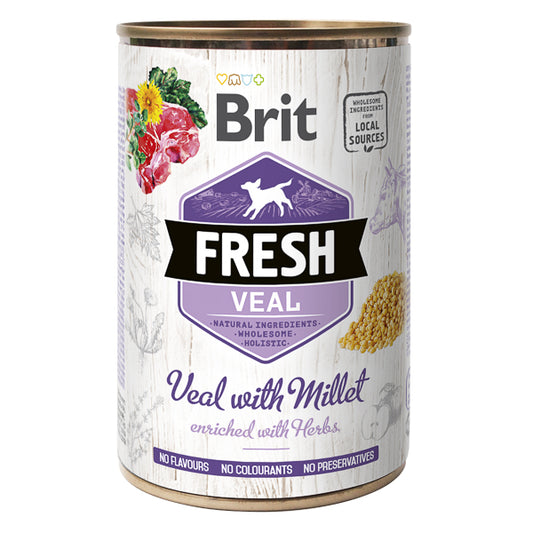 Hrană umedă câini Brit Care - Adult - Toate rasele - Vițel și Mei - 400 g