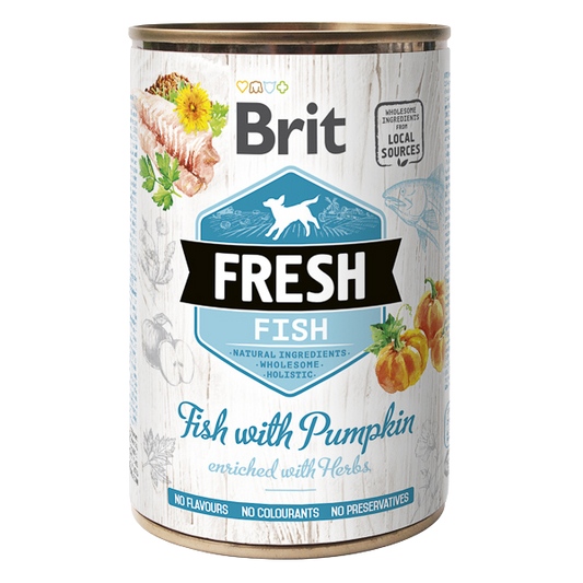 Hrană umedă câini Brit Care - Adult - Toate rasele - Pește și Dovleac - 400 g