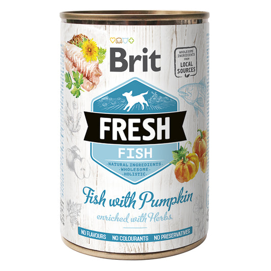 Hrană umedă câini Brit Care - Adult - Toate rasele - Pește și Dovleac - 400 g