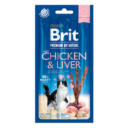 Recompense pisici Brit Premium - Sticks - Pui și Ficat - 3 buc.