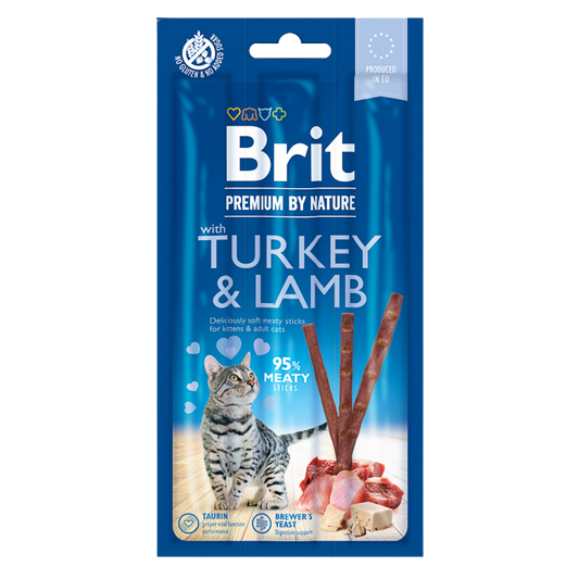 Recompense pisici Brit Premium - Sticks - Curcan și Miel - 3 buc.