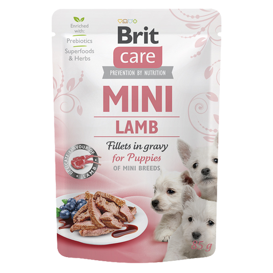 Hrană umedă câini Brit Care - Junior - Talie mică - Miel - 85 g