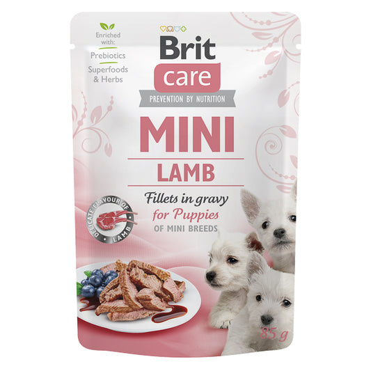 Hrană umedă câini Brit Care - Junior - Talie mică - Miel - 85 g
