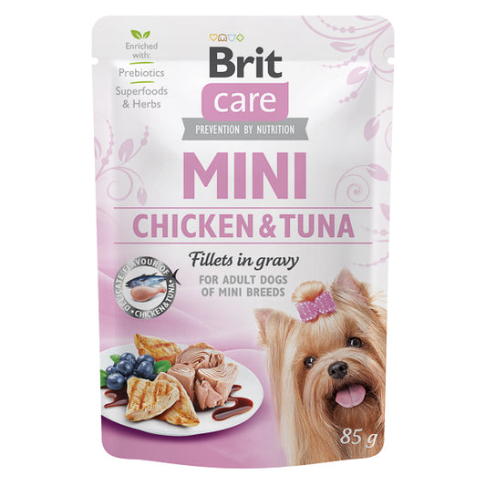 Hrană umedă câini Brit Care - Talie mică - Pui și Ton - 85 g