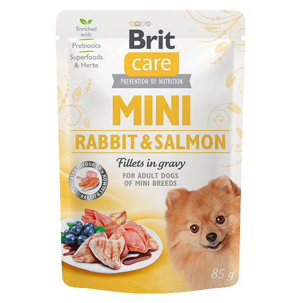 Hrană umedă câini Brit Care - Talie mică - Iepure și Somon - 85 g