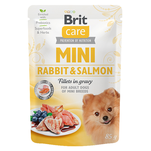 Hrană umedă câini Brit Care - Talie mică - Iepure și Somon - 85 g