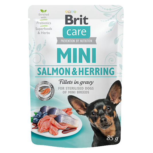 Hrană umedă câini Brit Care - Talie mică - Somon și Hering - 85 g
