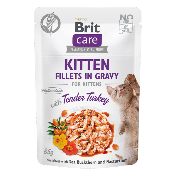 Hrană umedă pisici Brit Care - Junior - Curcan și Cătină - 85g