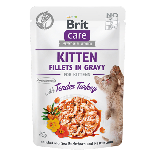 Hrană umedă pisici Brit Care - Junior - Curcan și Cătină - 85g