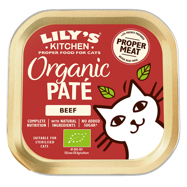 Hrană umedă pisici Lily's Kitchen - Pate Organic Vită - 85g