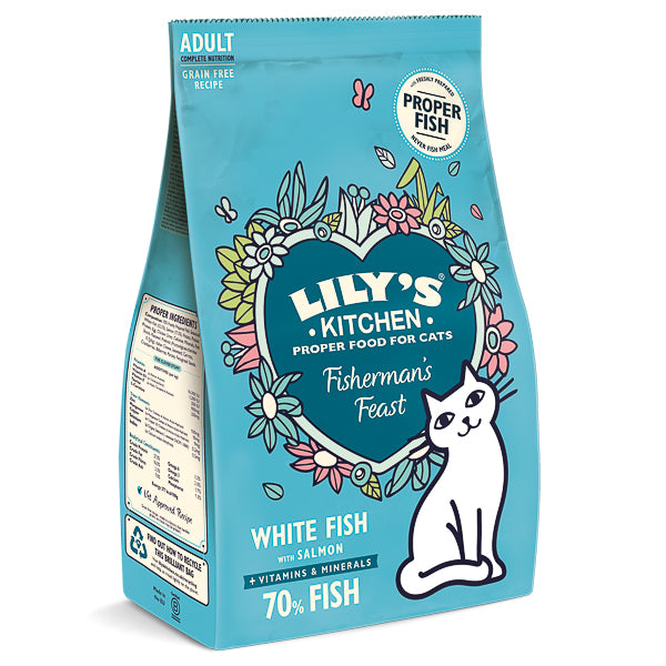 Hrană uscată pisici Lily's Kitchen - Pește alb și Somon - 2 kg