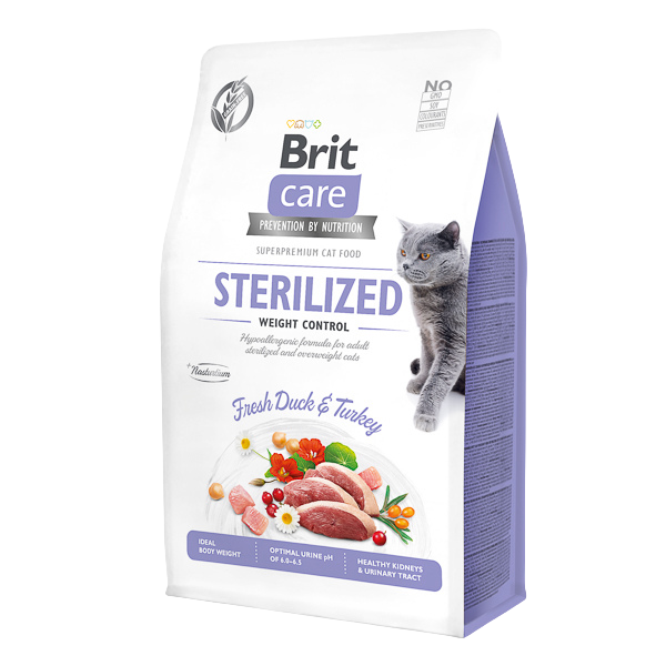 Hrană uscată pisică Brit Care - Pisică sterilizată - Control al greutății - Rață și Curcan - 400 g
