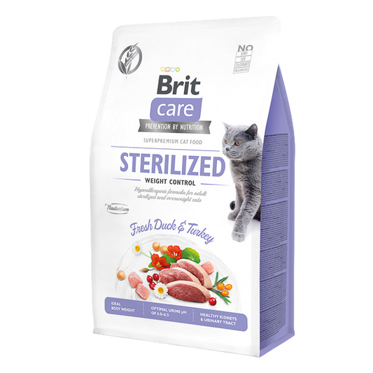 Hrană uscată pisică Brit Care - Pisică sterilizată - Control al greutății - Rață și Curcan - 400 g