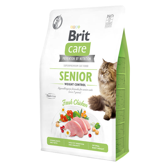 Hrană uscată pisici Brit Care - Senior - Control greutate - Pui și Merișoare - 2 kg