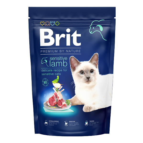 Hrană uscată pisici Brit Premium - Sensitive - Miel - 1.5 kg
