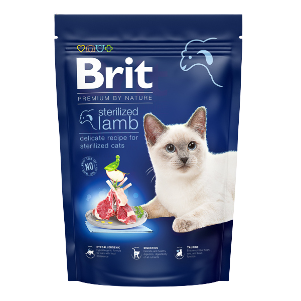 Hrană uscată pisici Brit Premium - Sterilized - Miel - 1.5 kg
