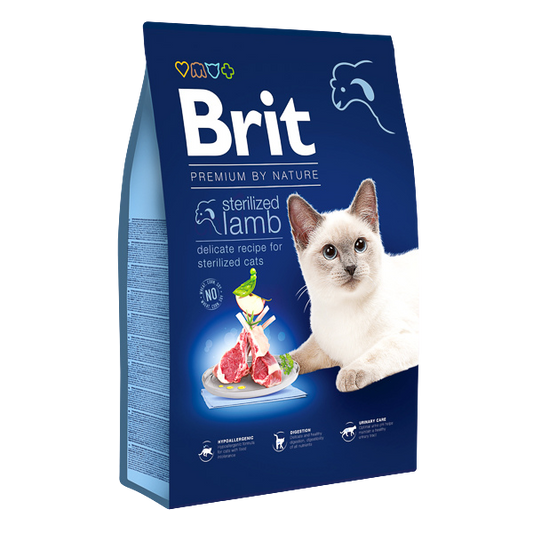 Hrană uscată pisici Brit Premium - Sterilized - Miel - 8 kg